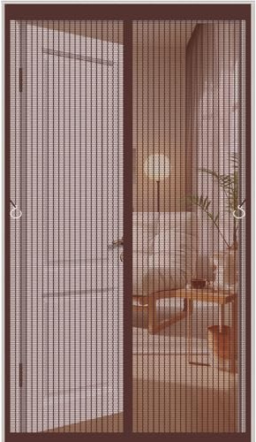 Fliegengitter Tür Magnet 80 x 210 cm Fliegengitter Tür Ohne Bohren Insektenschutz Magnetvorhang Luft Kann Frei Strömen Fliegengittertüren für Fenstertüren, Haustür, Braun