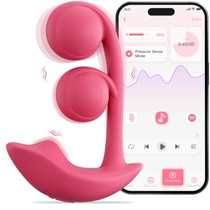 HoneyPlayBox Melody G spot Vibrator Couples Sex Toys, 3 in 1 Wearable Dual Orb Clitoral Vibrators APP Remote Control Long Distance Adult Sex Toys & Games with 9 Vibrating Modes, IPX7 Waterproof,Red