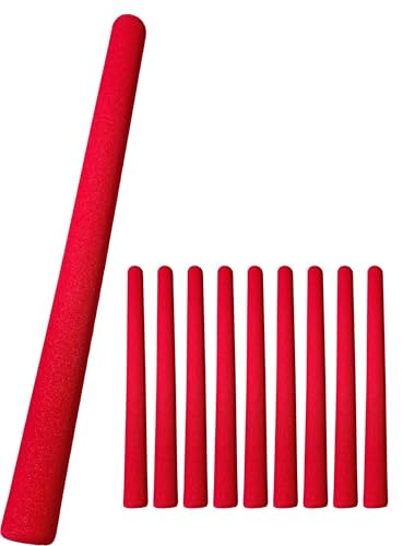 TEKKA BUDO Escrima Safety Lot de 10 bâtons d'entraînement avec housse en mousse Rouge 50 cm