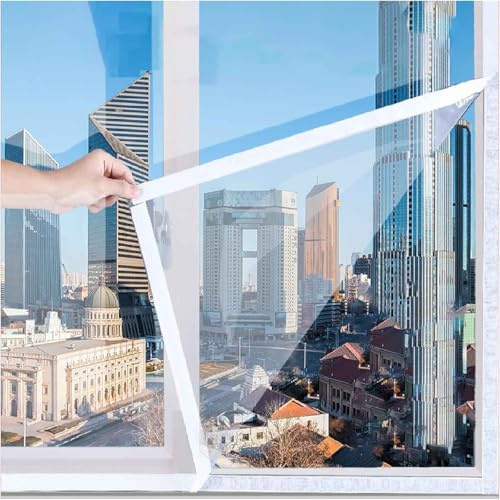 Fensterisolierfolien-Set, wetterfeste Thermo-Fensterfolie, einfache Installation ohne Bohren, hält Kälte draußen und warm, 55,1 x 100,1 cm, perfekt für Winter und Sommer