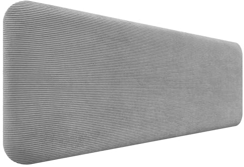 DHOME Gepolstertes Kopfteil Glatt Abgerundet Premium-Cord für Wand Akustische Kopfteile Schallabsorbierend Kopfstütze Bett Schlafzimmer (Grau, 140cm)