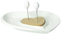 BRANDANI Ensaladera Love - Porcelana & Bamboo, 23×22,5 cm, con 2 tenedores inoxidable, Lavavajillas.