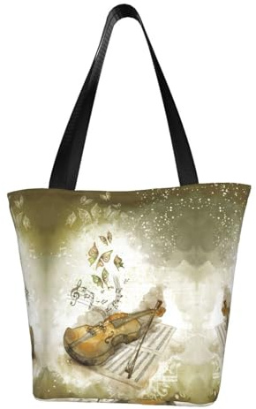 Gnbmvcc Sac à bandoulière pour femme motif papillon et violoncelle Sac à main Sac à provisions pour le travail quotidien, sac de courses de voyage personnalisé tendance.