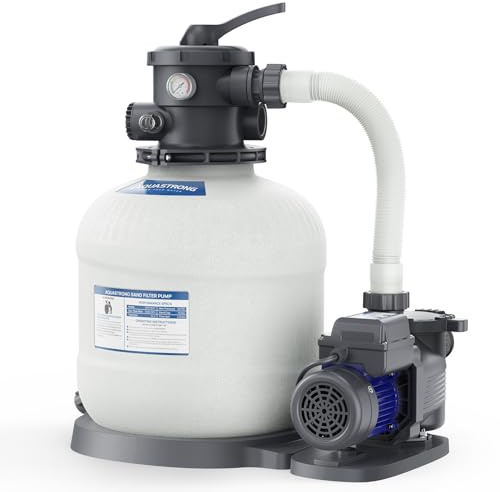 AQUASTRONG 16in Sand Filter Pump for Above Ground Pool with Timer, 3/4 HP Pool Pumps Above Ground 3800 GPH for Pools up to 16000 GAL, Pool Filter with 6-Way Valve, Improved Circulation and Filtration1