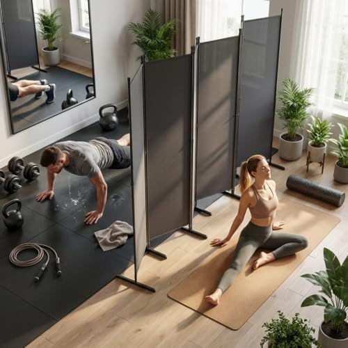 UISEBRT Trennwand Raumteiler innen 6 Teilig 300 x 180 cm,Paravent Outdoor wetterfest stabil mit Heringen & Abspannleinen,Raumtrenner Spanische Wand sichtschutz Balkon Garten,Dunkelgrau