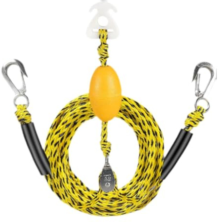MFMEXUL Ski Surfing Rope Schleppseil Zugleine Bootsschleppleine Abschleppseil mit Haken Leichtes PE Material für Wakeboard Tubing Wasserski Sport Wasserspaß B, Gelb