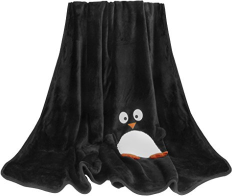 FakeFace Weiche Kuscheldecke Sofa Decke Wolldecke mit Weihnachten-Motiv Bettdecke Blankets für Damen Herren Kinder Schlafzimmer Sofa Auto in alle Jahreszeit 120x160CM-Pinguin