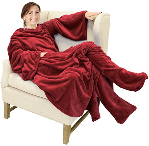 Catalonia Tragbare Decke mit Ärmeln und Taschen für Erwachsene Damen und Herren, Mikro-Plüsch-Fleece, 190,5 x 134,6 cm