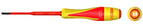 KS Tools 922.6220 922.6220 - Destornillador (ranura, 3,5 x 100 mm, doble material aislado 1000 V), para terminales eléctricas, de acero S2, punta marrón