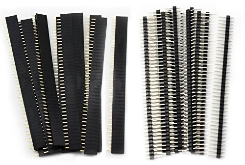 Aussel 40 Stück 2.54mm Breakaway Platine 40Pin Stecker und Buchsenleiste für Arduino Shield (PIN-2 40PCS)