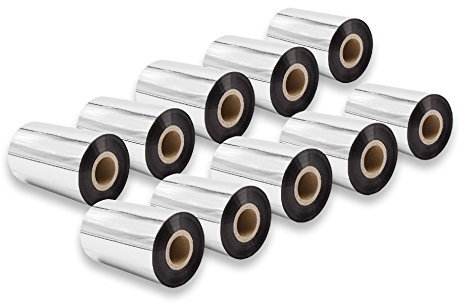 vhbw 10x Thermotransfer-Band kompatibel mit Citizen 7201e, 9301, 9001, 8301 Drucker Etikettendrucker, Wischfest, 100 mm x 300 m, Wachs-Plus Schwarz