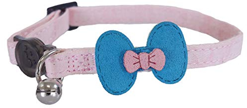 Rosewood Designer Katzenhalsband mit Schleife in Rosa und Blaugrün