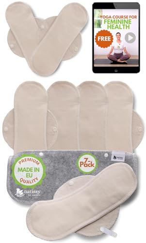 Öko Slipeinlagen waschbar aus bio Baumwolle (Größe M, 7er-Pack); lange, dünne hochtemperatur-waschbare Slipeinlagen Damen & Mädchen MADE IN EU; 100% Atmungsaktiv (kein PUL/TPU) für täglichen Ausfluss