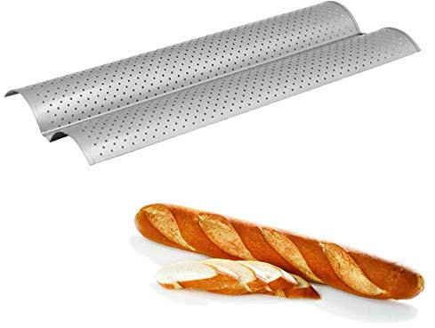 DUORUI Baguette Baking Tray Perforated Cake Mould Pan for 2 Baguettes French Bread Non-Stick Carbon Steel Bakeware Kitchen Tool