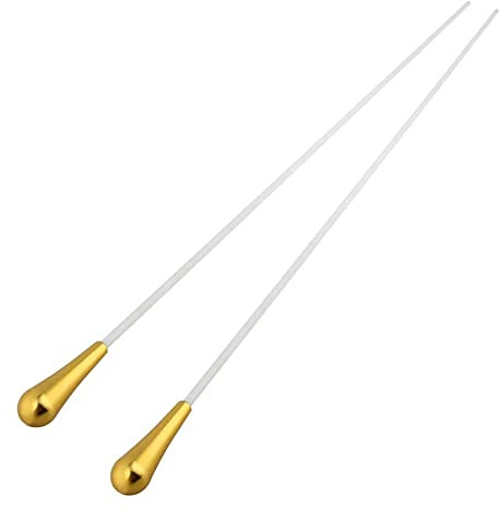 Jiayouy 15 Inch Music Baton Orchestra Baton Alloy Handle Music Conducting Baton Pack of 2 Gold