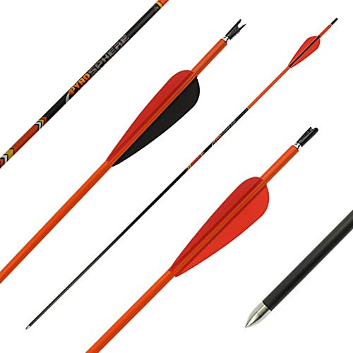 6er Pack Carbonpfeile 30 Zoll - PyroSPHERE Slim mit Vanes - Spine 800 für 15–35 lbs Bögen - Hochwertige Wettkampfpfeile aus Carbon mit S-Nocke und 85gr Spitze