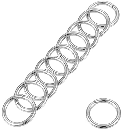 sourcing map 30 Stück O Ringe 0.39 10mm Metall DIY Handwerk Silber Ton | Für Riemen Taschen Gürtel