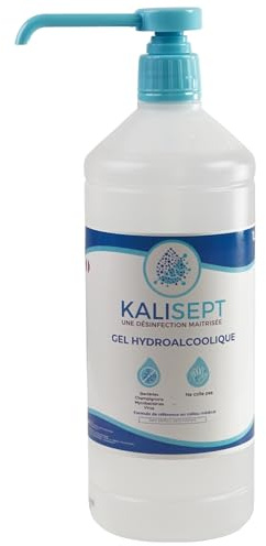 KALISEPT - Gel Hydroalcoolique Bactéricide Fongicide Virucide - Alcool végétal - 1L Gel Désinfectant, Ne Colle Pas