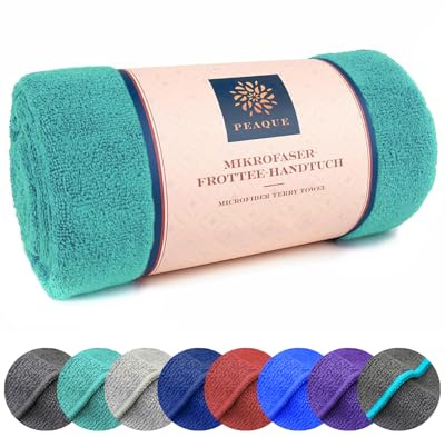 PEAQUE Mikrofaser-Handtuch mit Frottee-Struktur, schnelltrocknend saugstark | Leichtes Sporthandtuch, Saunahandtuch, Reisehandtuch, ideal für Fitness und Yoga