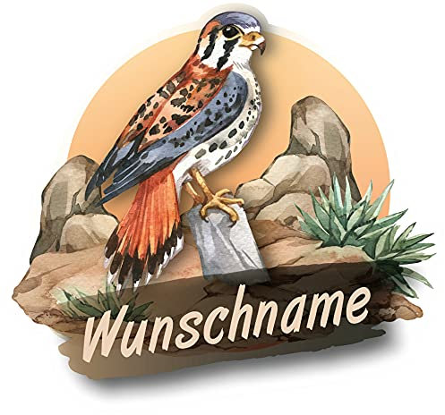 Samunshi® Raubvogel Falke Wandtattoo Türschild mit Name personalisierbar Kinderzimmer Türaufkleber Baby Wandaufkleber 20 x 20cm Raubvogel Falke