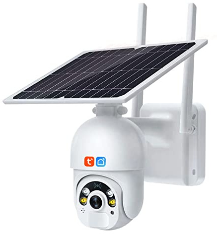 Cámara de seguridad inalámbrica para exteriores, cámara solar con batería recargable, cámaras Tuya Smart Life Wifi 1080P, detección de movimiento, IP66 a prueba de agua