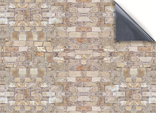 Stick & Go Repositionable Self Adhesive Dolls House Wallpaper 1:12 Scale (1 Sheet) - Natural Stone Wall - No. 171