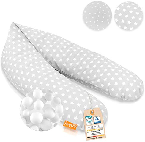 joyfill® Premium Stillkissen Mikroperlen 170cm I Ideal zum Schlafen & Stillen Dank Flüsterleiser & Bequemer Füllung I Stillkissen Seitenschläferkissen 100% Made in Germany I Nursing Pillow