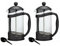 Black Plastic Cafetiere Coffee Maker French Press Pot (Makes 8 Cups) - Set of 2