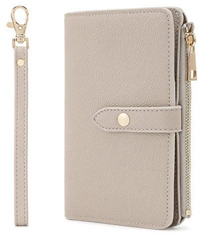 Lychii Reisepass Schutzhülle, Reisepass Brieftasche aus Kunstleder mit RFID Blockier, Travel Wallet Organizer für Impfpass, Kreditkarten, Ausweis und Reisedokumente, Grau