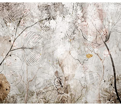 murando Fototapete Premium-Vlies Blätter 350x256cm Foto Tapete Schlafzimmer Wohnzimmer Vliestapete XXL Wandtapete Motivtapeten Bildtapete 3d Effekt Wand Dekoration Blumen Natur Pflanze Betonoptik