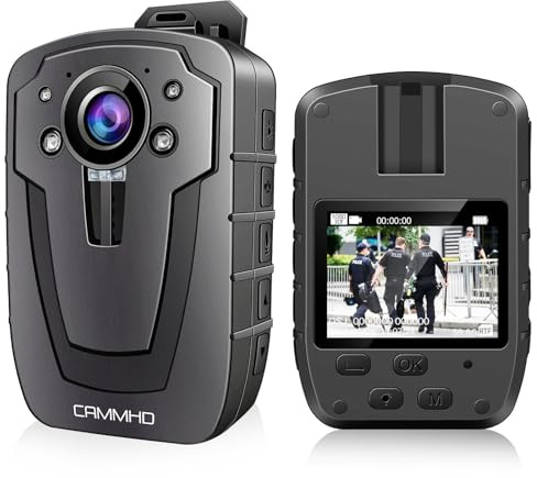 CAMMHD C8-64GB 1296P Body Cam 4000mAh Akku 16 Stunden Tragbare Audio und Video Bodycam 170° Weitwinkel Polizei Körperkamera Externe Karte Design mit Austauschbarer Speicherkarte