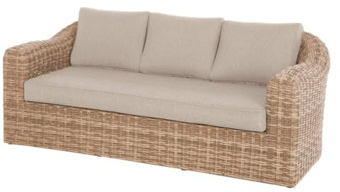 Hespéride - Mooréa Savana Gartensofa - 3-Sitzer - Rostfrei - Gewebtes Harz - Abnehmbare Kissen - Wasserabweisender Stoff - Verstellbare Füße