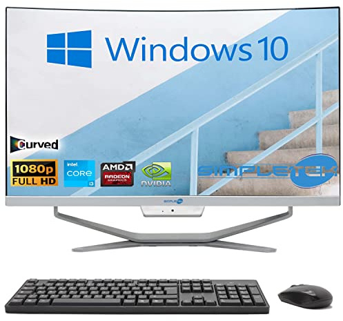 SIMPLETEK - PC All in One Curved Display 24 Core i3 Windows 10 | 8GB RAM SSD 120GB | Work, Entertainment