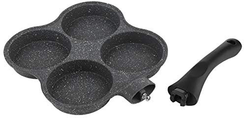 4 Poêle à Frire Poêle à Frire à Induction Antiadhésive 29 × 21 × 5 Aluminium Antiadhésif 4 Trous Pancake Omelette Pan Poêle à Frire Petit Déjeuner Ustensile de Cuisine