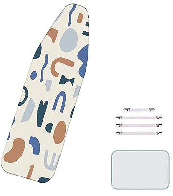BLEDD 60 x 160 cm/XXL Copriasse da stiro extra large con 4 clip di fissaggio e panno da stiro, una bella copertura per rendere l'asse da stiro nuovo