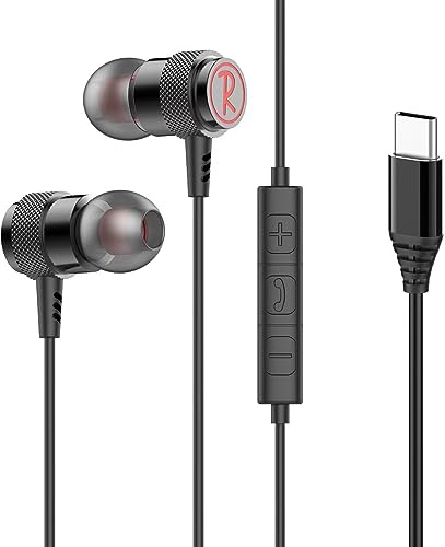 USB C Kopfhörer Earbuds,in-Ear Typ C Magnetische Ohrhörer mit Kabel Mikrofon,Memory Foam für iPhone 15 Pro Max MacBook Pro/Air,Samsung Galaxy S23 S22 Ultra S20 Note 20 10,Google Pixel 7 6