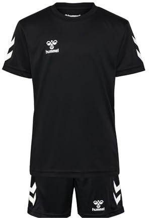 hummel Logo Set Trainingsanzug Kinder - Trikot - Sportanzug für Jungen und Mädchen - Training & Fußball Set mit Shorts und T-Shirt - aus 100% Polyester