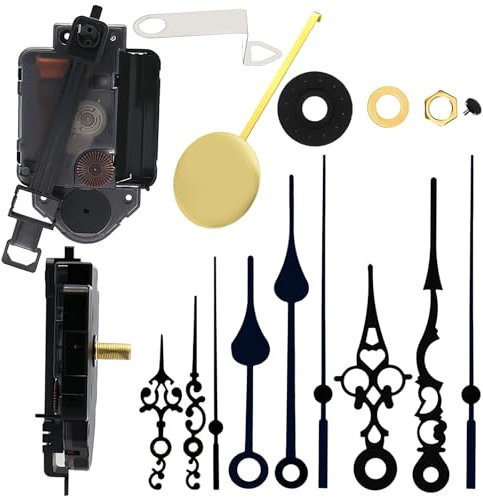 Sporgo Mecanismo de péndulo: reloj de péndulo de cuarzo silencioso con 3 juegos de manecillas y péndulo, piezas de reparación de péndulo de bricolaje, mecanismo de repuesto para reloj de péndulo,