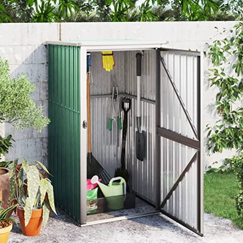 ARKEM Gerätehaus Grün 88x89x161 cm Verzinkter Stahl Lagerschuppen Im Freien GartenhüTte Blech