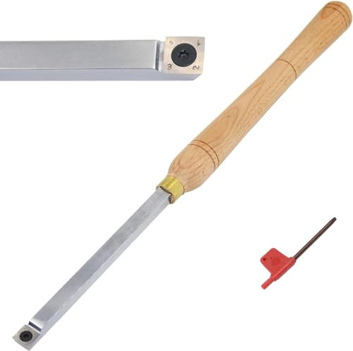 Drehmeißel für Holzdrehmaschinen, raueres Drehmeißelwerkzeug mit Hartmetallspitze, 18 Zoll, volle Größe mit quadratischem Hartmetalleinsatz 15 x 15 x 2,5 mm mit Radius und Einer Schraube für Holzbas