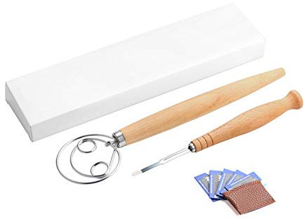 1/2 mélangeur de pâte – Outil de pâtisserie | 1 batteur à main en bois de moulage Liine, fouet à pâtisserie facile à utiliser avec poignée en bois élégante, pour fouetter et remuer 33 x 7,8 cm