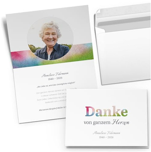 Einladungskarten Manufaktur Hamburg 10 PERSONALISIERTE Trauer Danksagungen Dankeskarten mit eigenem Text und Foto | Individuell anpassbare Trauerkarten mit Briefumschlägen | Karten Design 11