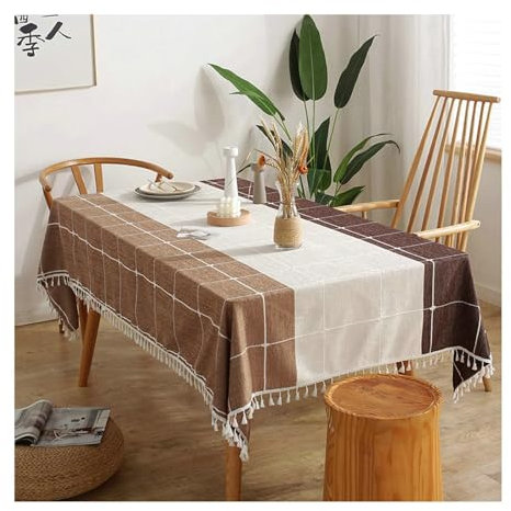 BCughia Tischdecke 90x140 Rechteckig, Tischdecken Wasserabweisend Chenille Plaid mit Quasten Tischdecke für Küche,Esszimmer,Tischdekoration, Hellgrau Weiß Dunkelgrau