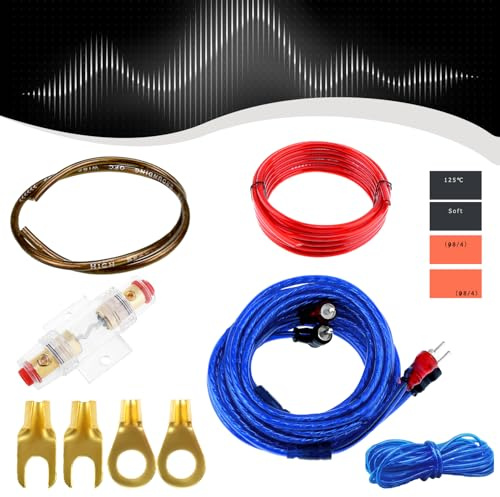 Abnaok Auto Verstärker Kabelsatz 10GA, Anschluss-Set, Auto Verstärker Kabel Set, Verstärker Endstufe Kabel 1500w, Car Audio Wire, Installations-Set Verstärker Auto