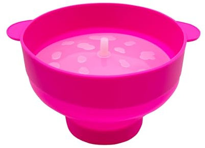 hxoity Silicone Microwave Popcorn Popper Maker with Lid Collapsible Popcorn Bowl with Cool Touch Handles Convenient Storage for Holding Parties in Home and Watching Movies with Family(Pink)