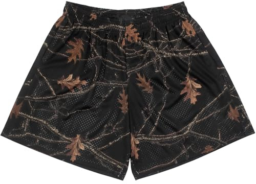 BOOMLEMON Mens Mesh Graphic Print Shorts Summer Basketball Running Shorts Retro Casual Cool Streetwear Short Pants
