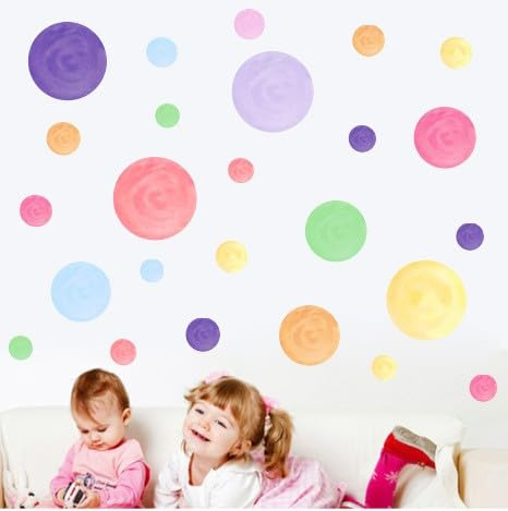 Vomika Gepunktete Wandaufkleber, entfernbare bunte Kreise, Wandaufkleber, zum Abziehen und Aufkleben, für Kinderzimmer, Kinderzimmer, Spielzimmer, Klassenzimmer, Wohnzimmer | Wanddekoration, zum Abziehen und Aufkleben, für Kinderzimmer, Spielzimmer, Klassenzimmer, Wohnzimmer, Küche