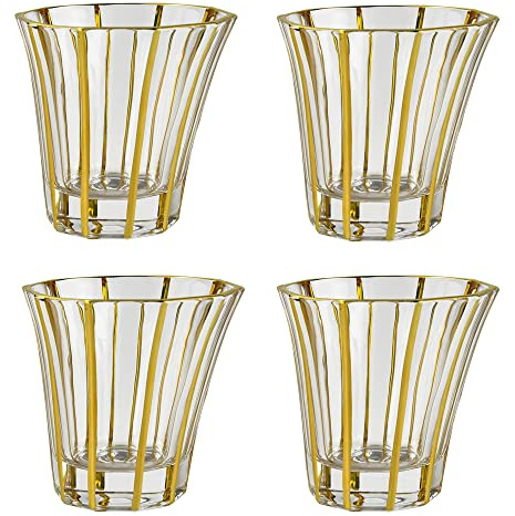 QTANZIQI Juego de Vasos de Whisky de Cristal de Estilo Antiguo, Vasos de Lujo para Beber Bourbon, escocés, cóctel, coñac, Whisky irlandés, Juego de 4 Unidades (Tipo 1)
