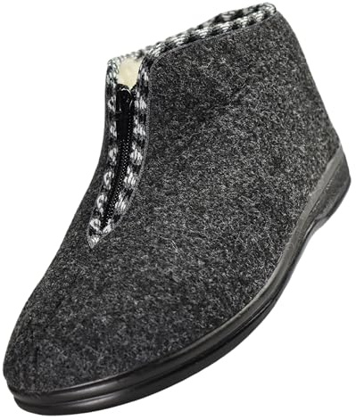 APREGGIO Chaussons Femme en Laine Feutrée - Semelle Antidérapante en Caoutchouc - Pantoufles Femme Hiver Chaude et Laine -Noir 38