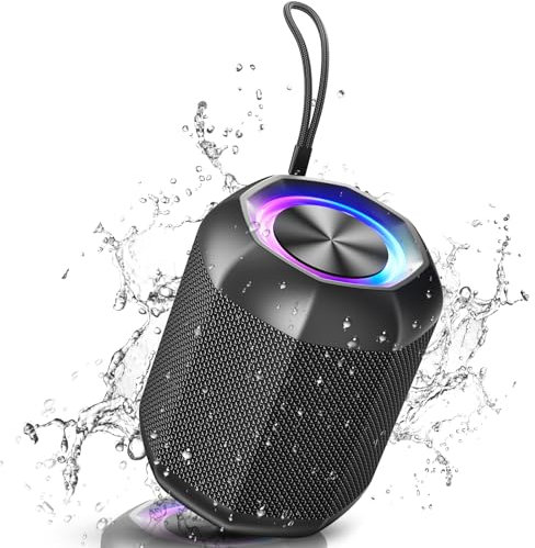 VOSFEEL Cassa Bluetooth Portatile, 15W Altoparlante Bluetooth Wireless Potente, 18h, Bassi Speaker con Luce LED, 360°Suono Stereo, Impermeabile IPX6, TF, AUX, Casa, Esterno, Feste, Viaggi